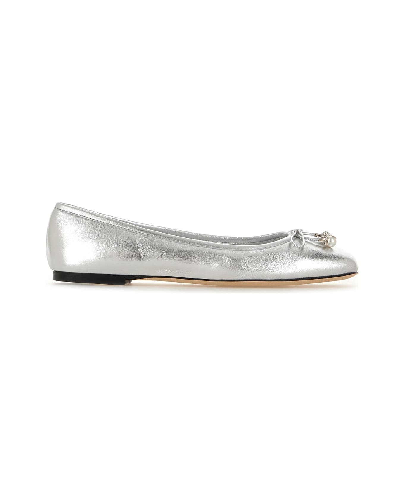 Jimmy Choo Silver Nappa Leather Ballerinas - SILVER