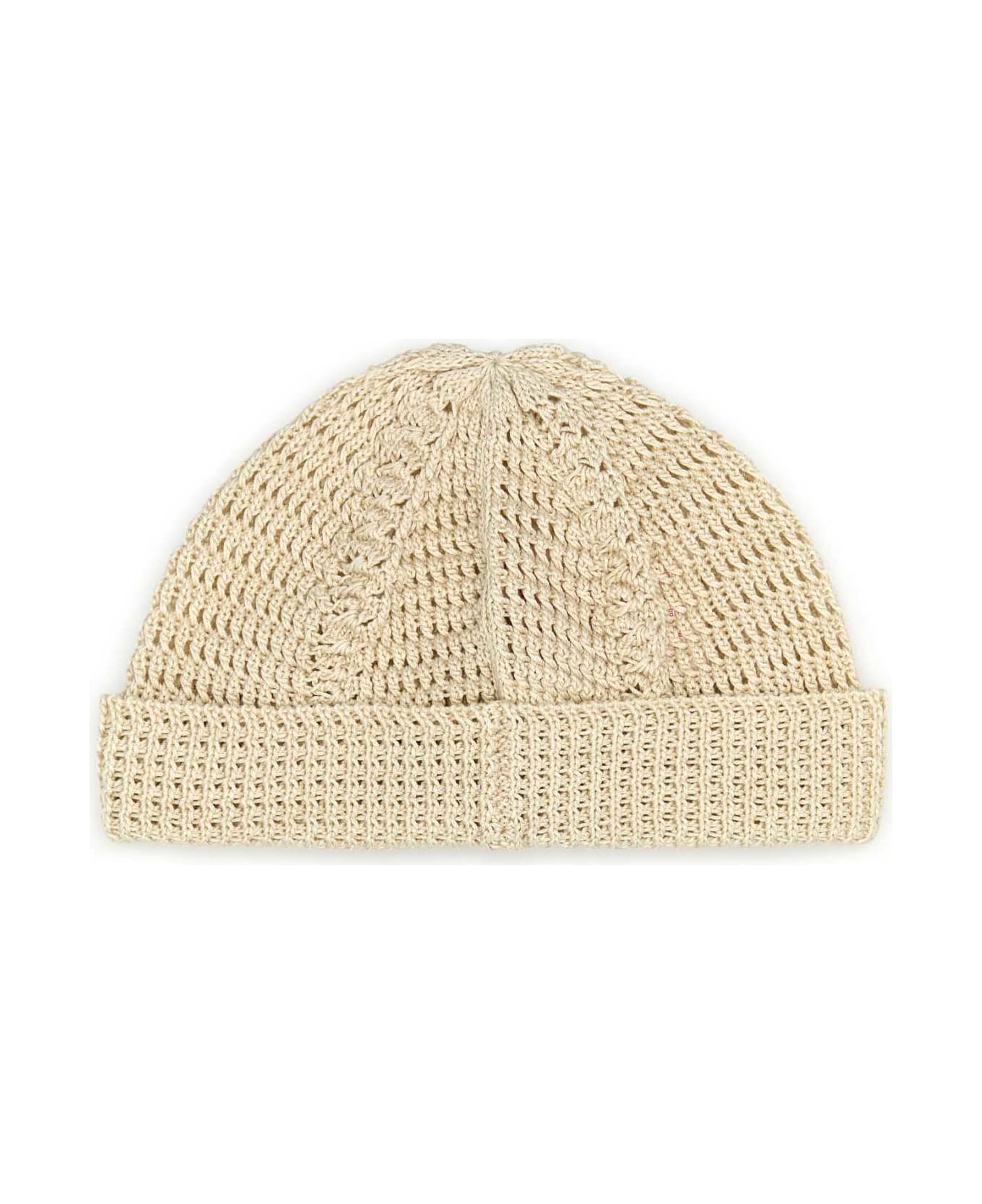 Valentino Garavani Sand Cotton Knitted Vlogo Signature Beanie Hat - BURRO