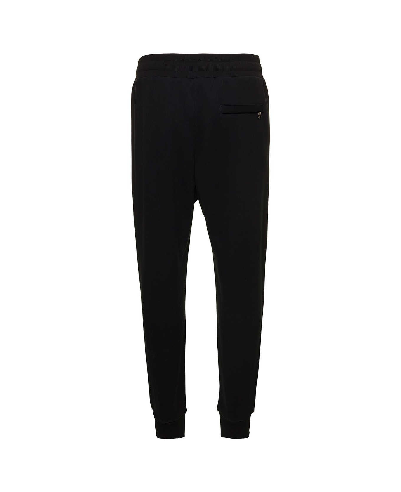 Dolce & Gabbana 'hawaii' Black Jogger Pants With Embroidery And Logo Patch Man Dolce & Gabbana - Black