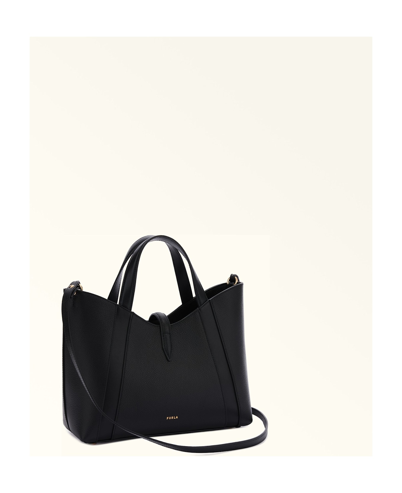 Furla Goccia S Leather Tote Handbag, Black - black