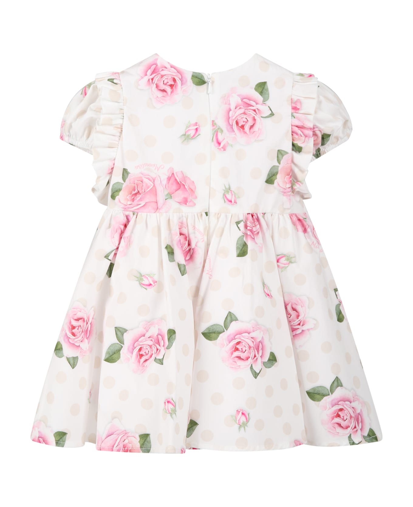 Monnalisa Multicolor Dress For Baby Girl With Logo - Multicolor