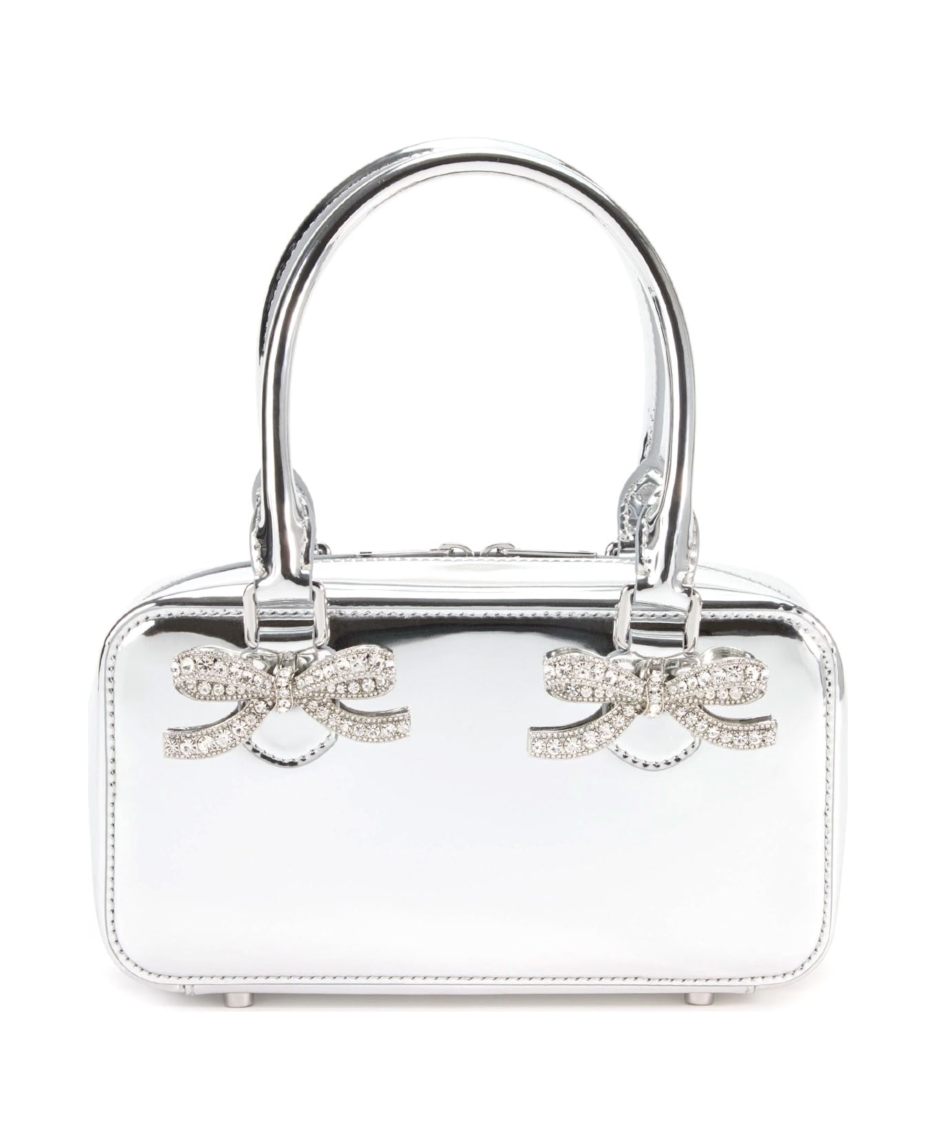 self-portrait Metallic Leather Mini Tote Bag - Silver