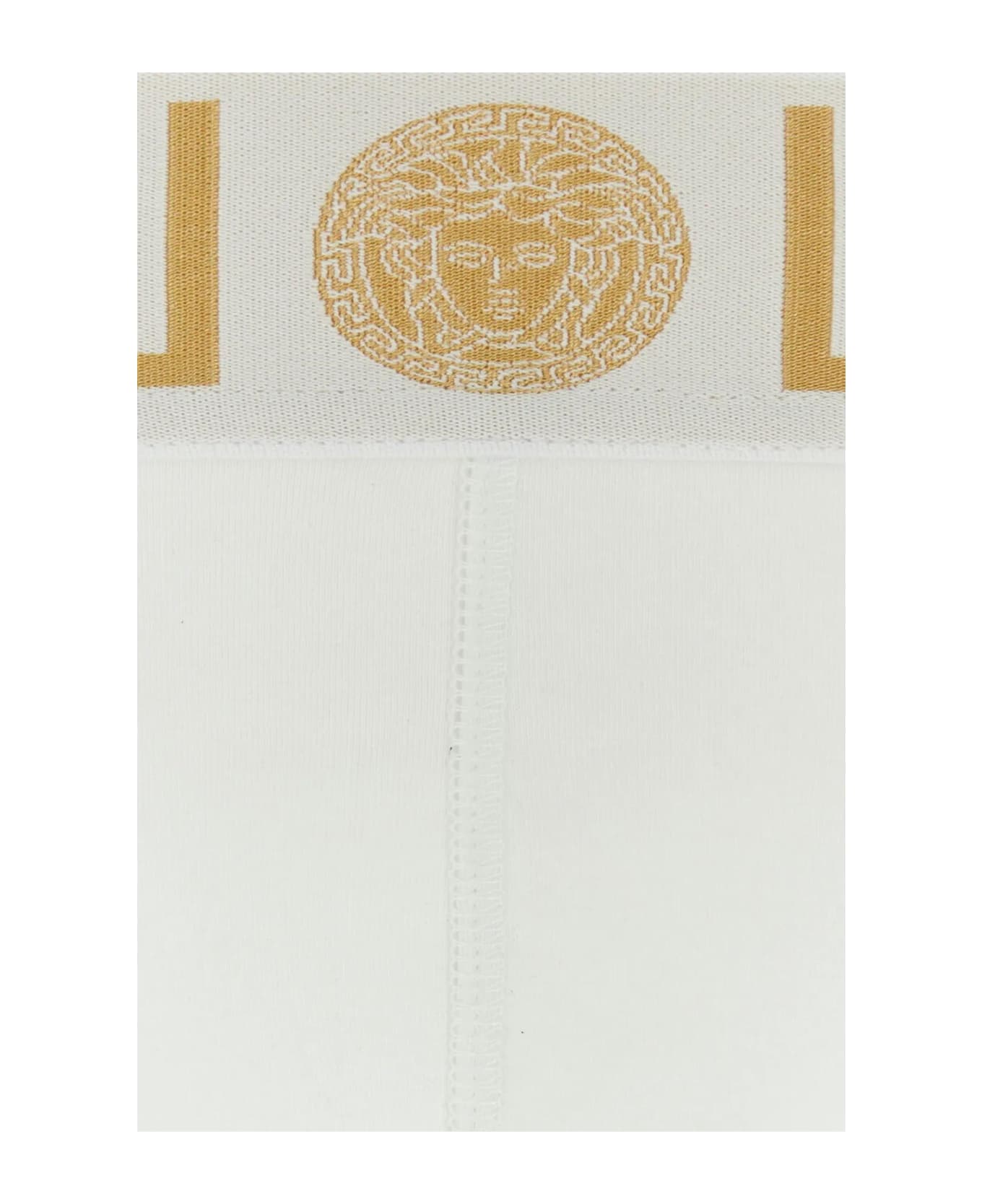 Versace White Stretch Cotton Brief - WHITEGREEKGOLD