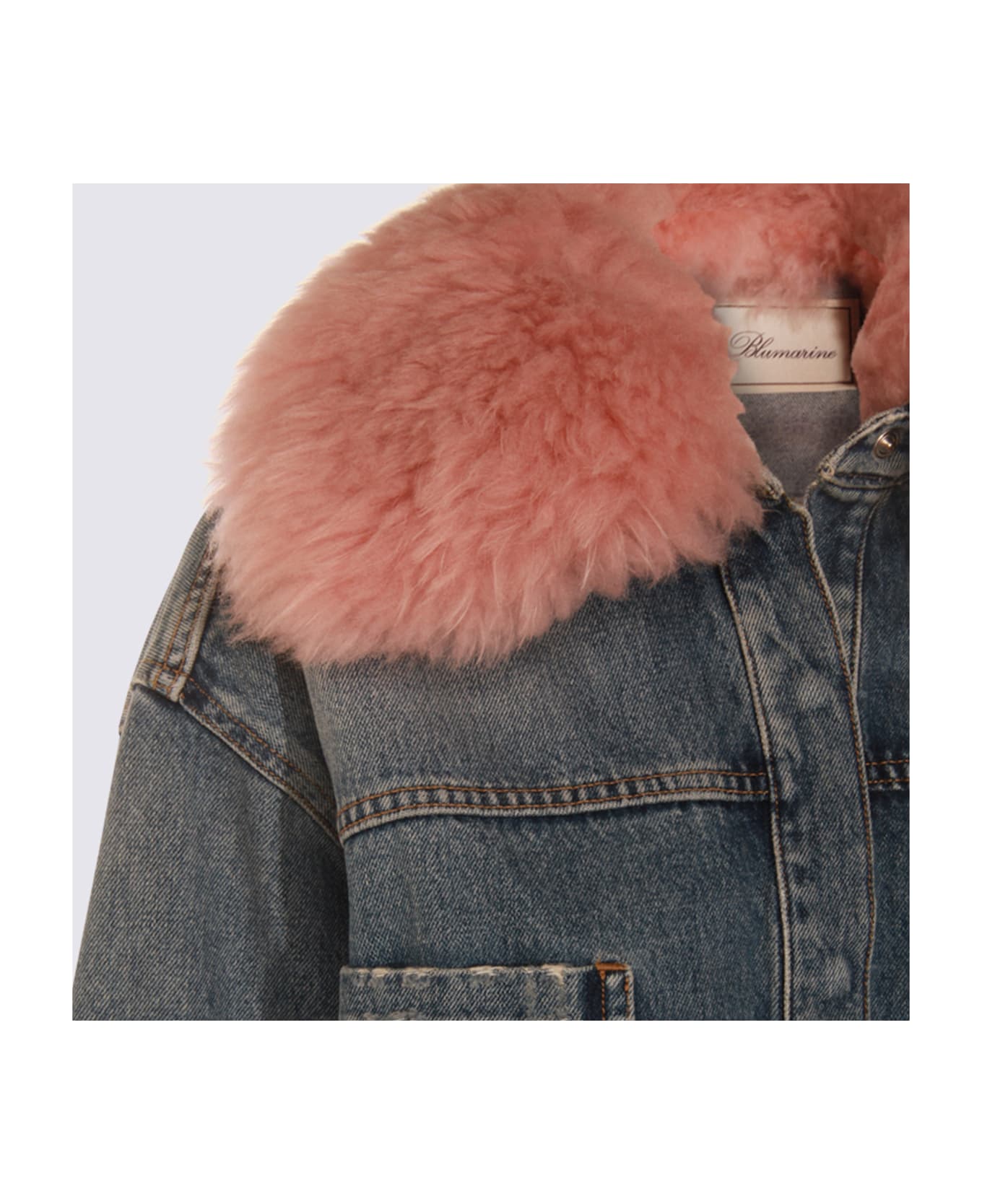 Blumarine Blue And Pink Denim Jacket - ICE BLU/PINK