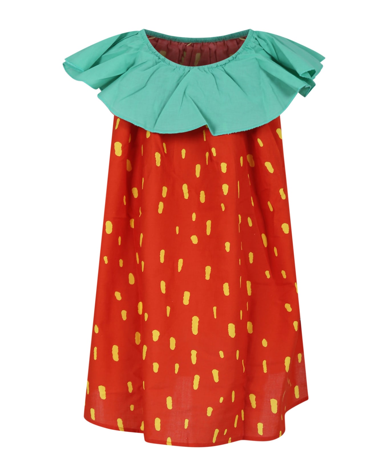 Stella McCartney Kids Red Dress For Girl With All-over Print - Red