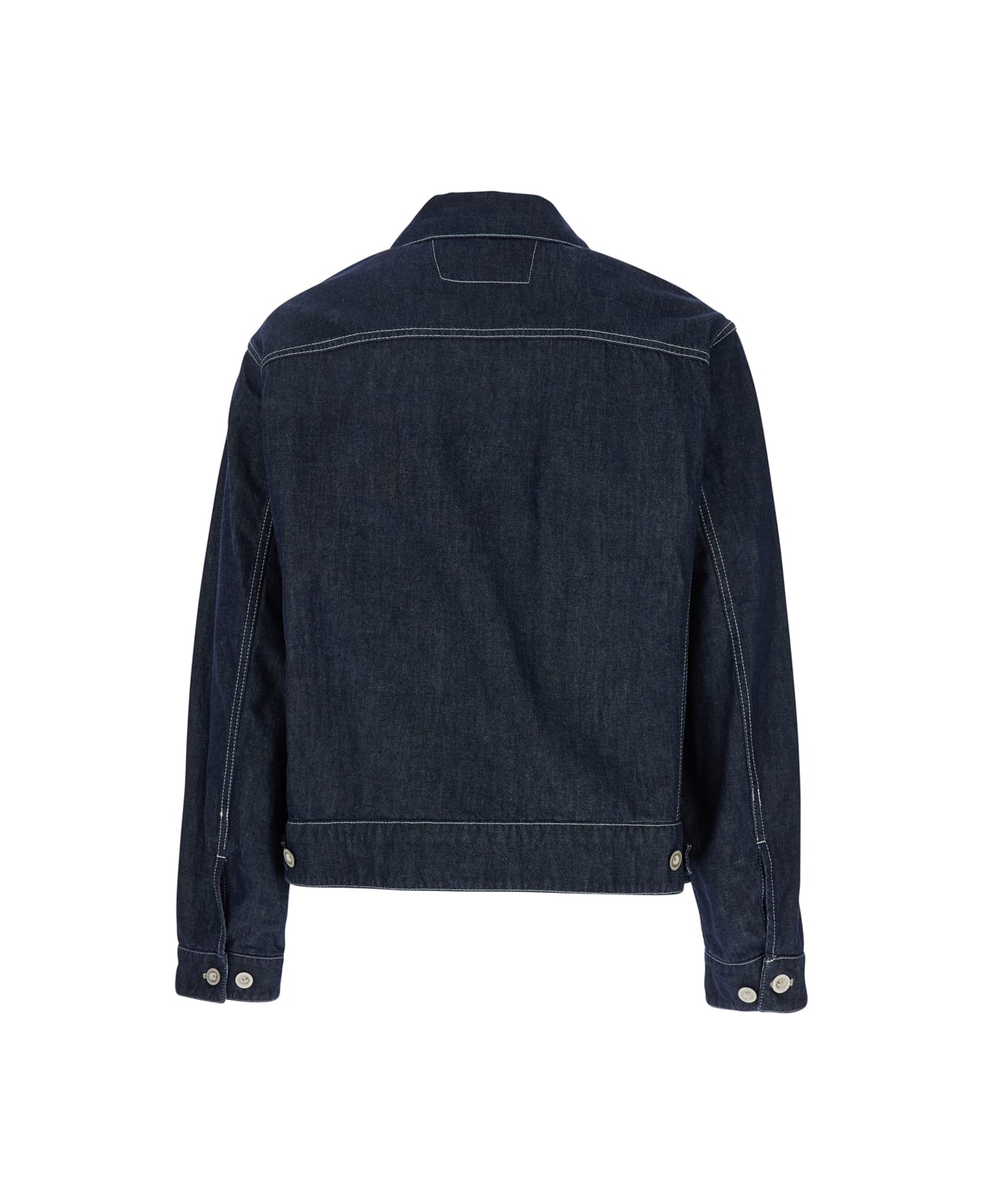 C.P. Company Blue Jacket With Classic Collar And Logo Patch On The Front In Denim Man - Blu