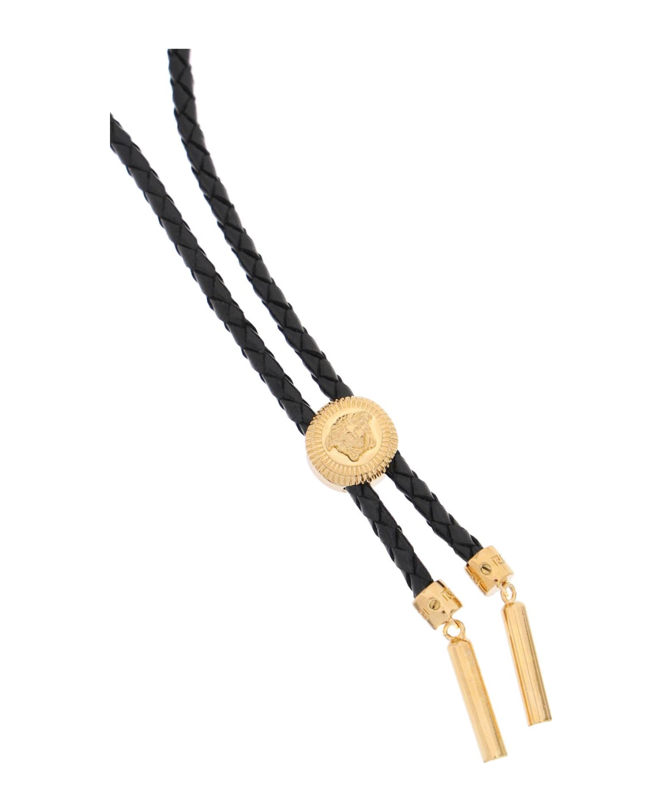 Versace Black Leather Medusa Necklace - Nero-oro Versace