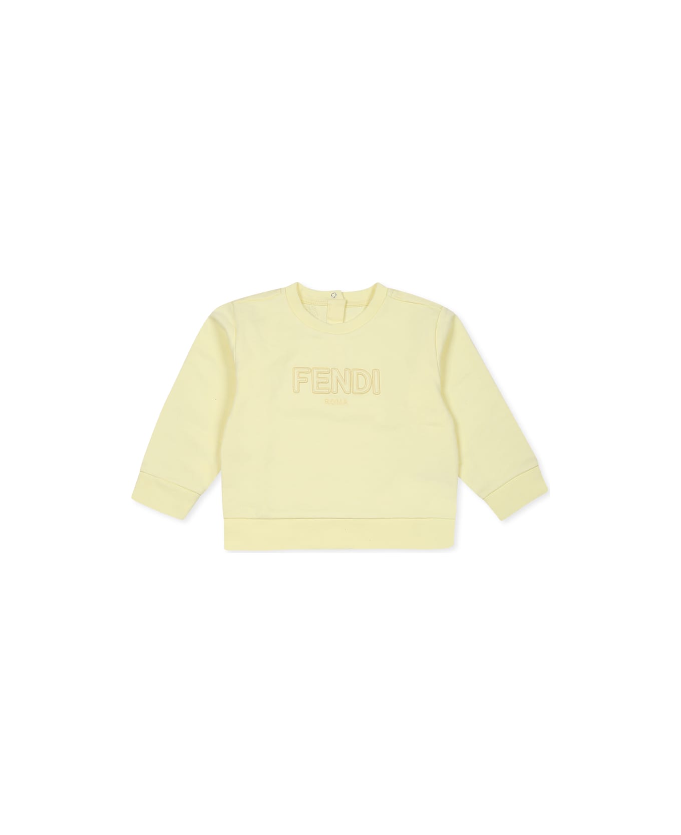 Fendi Yellow Sweatshirt For Babykids With Logo - Yellow