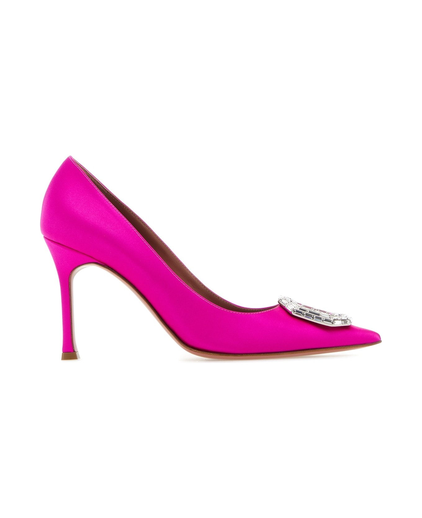 Amina Muaddi Fuchsia Satin Camelia Pumps - FUXIA