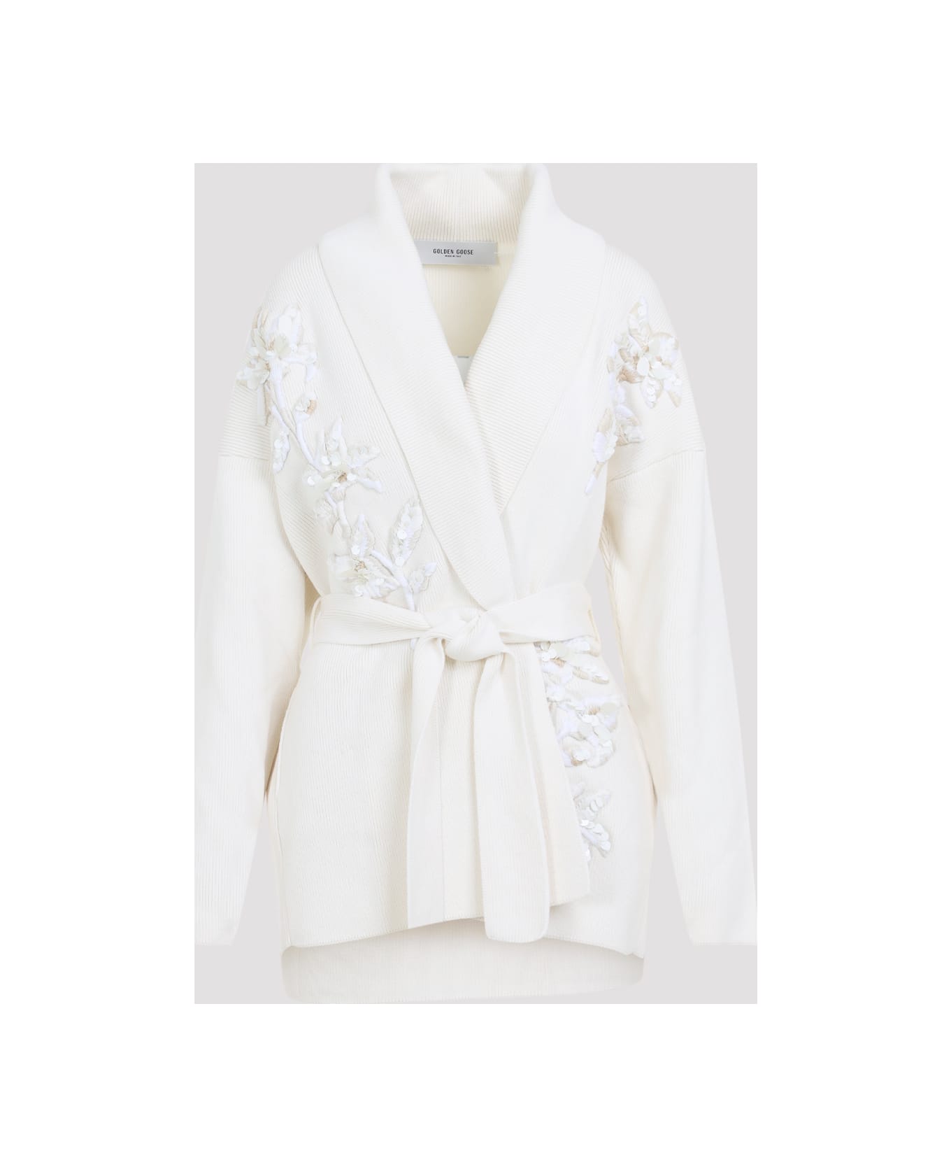 Golden Goose Belted Knit Cardigan - Natural White