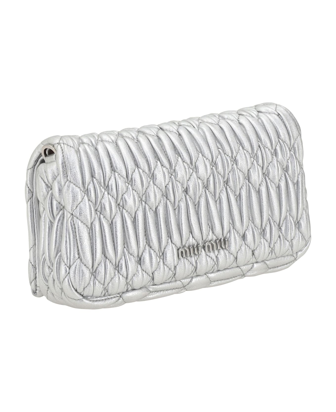 Miu Miu Matelassé Shoulder Bag - Argento