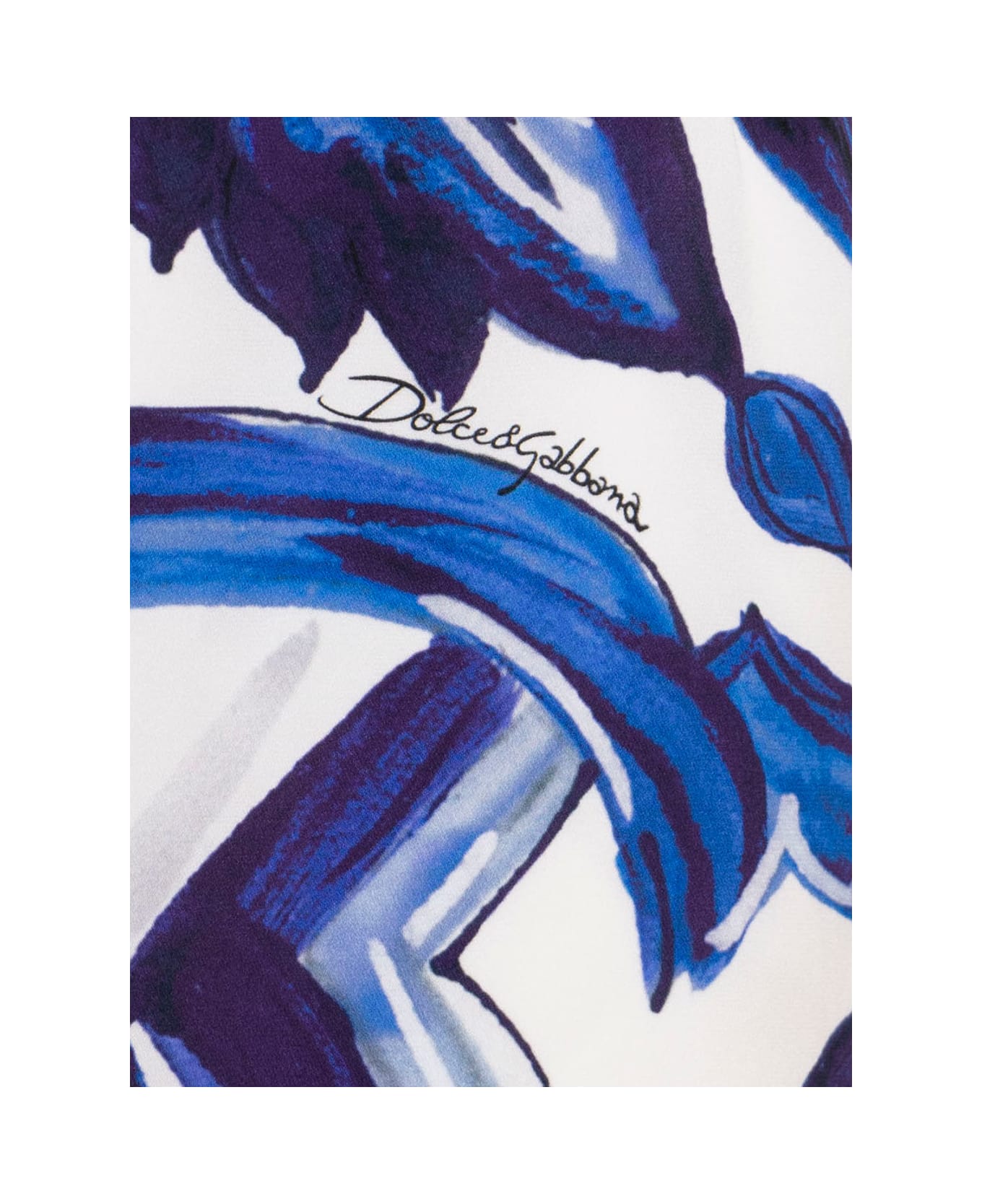 Dolce 
Gabbana Abito Midi In Charmeuse Stampa Maiolica - Blu