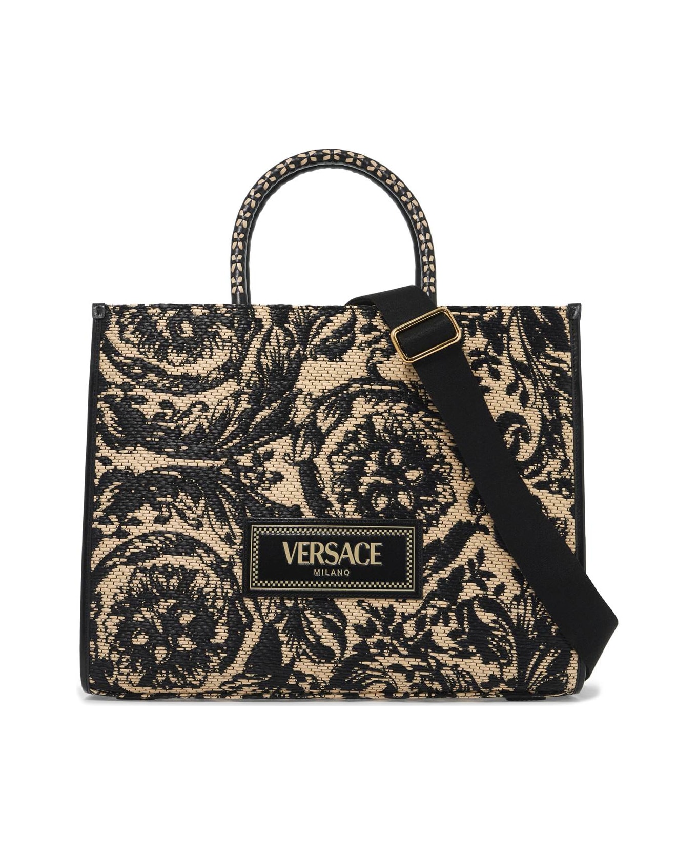 Versace Medium Athena Barocco Tote Bag In Raff - MULTICOLORHIDRANGEAVERSACEGOLD