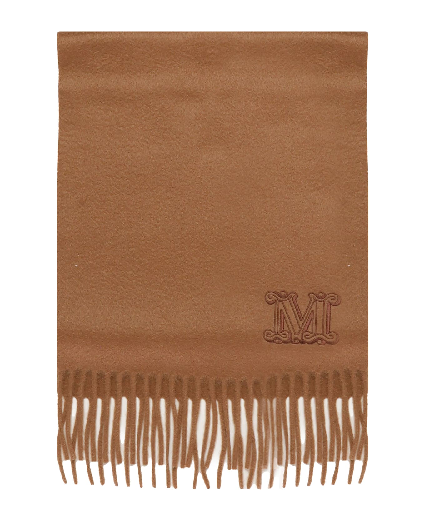 Max Mara Dalia Rectangular Scarf With Logo Detail - Brown