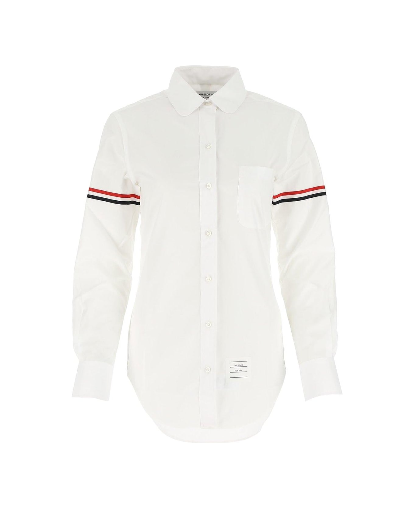 Thom Browne Rwb Stripe Detailed Buttoned Shirt - White