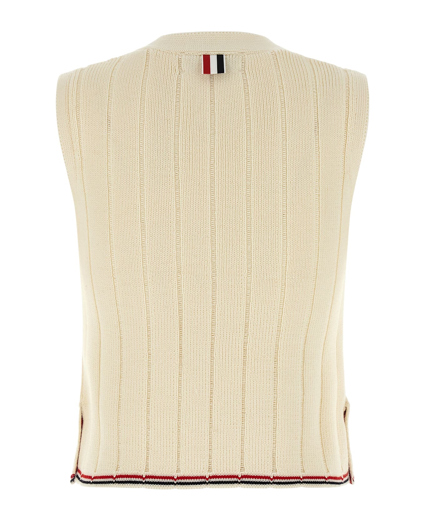 Thom Browne Rwb Intarsia Vest - White