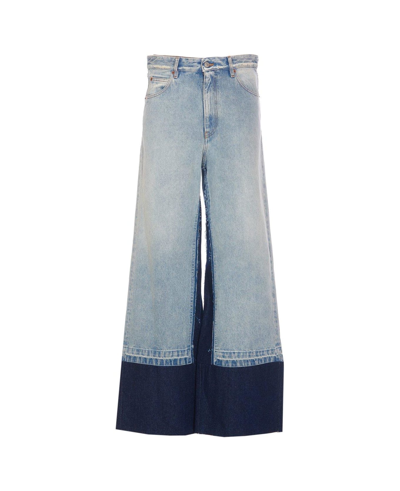 MM6 Maison Margiela Logo Patch Panelled Jeans - BLUE