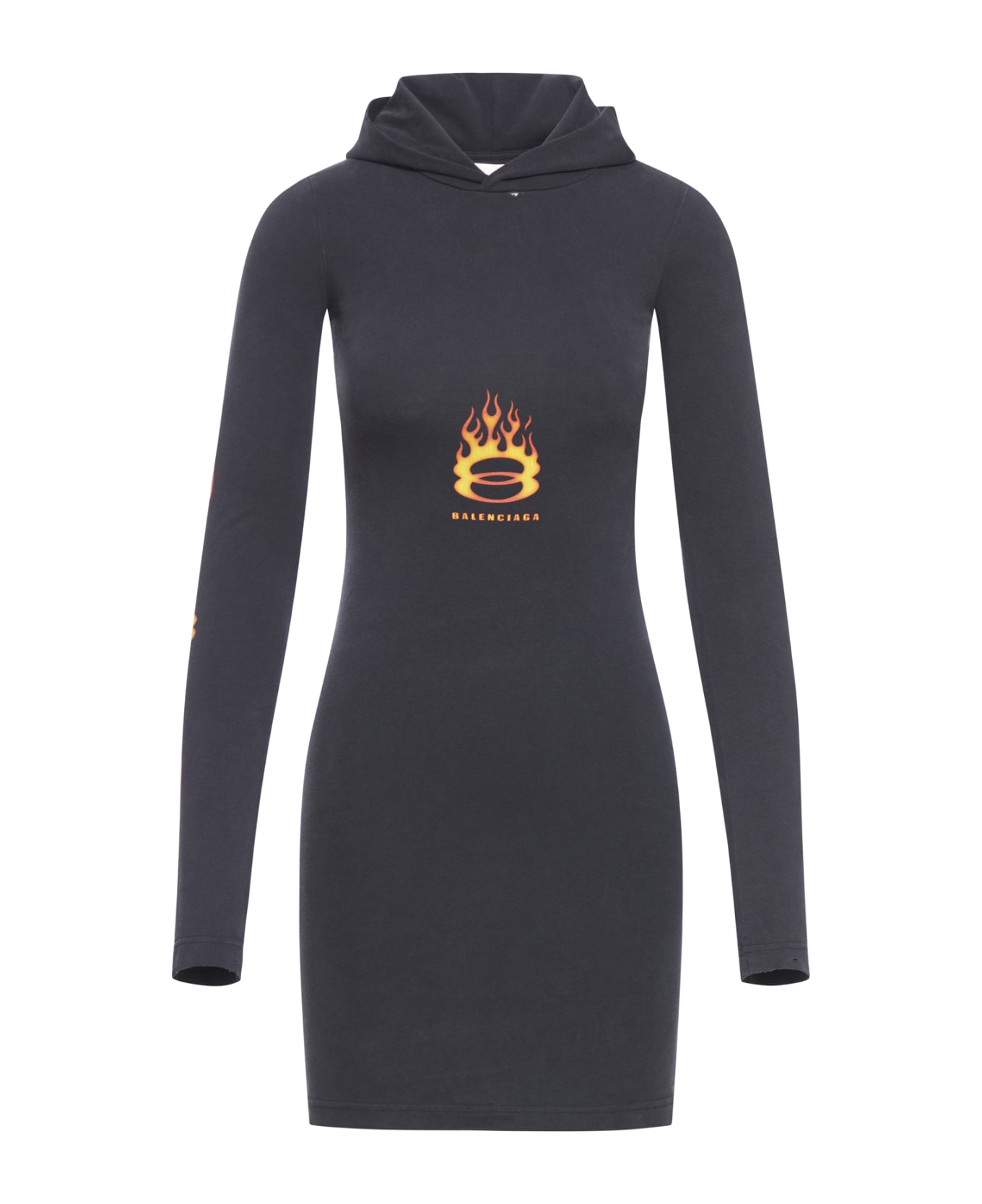 Balenciaga Hooded Dress Burning Unity Stretch Plg Jrsy - Washed Out Black ワンピース＆ドレス