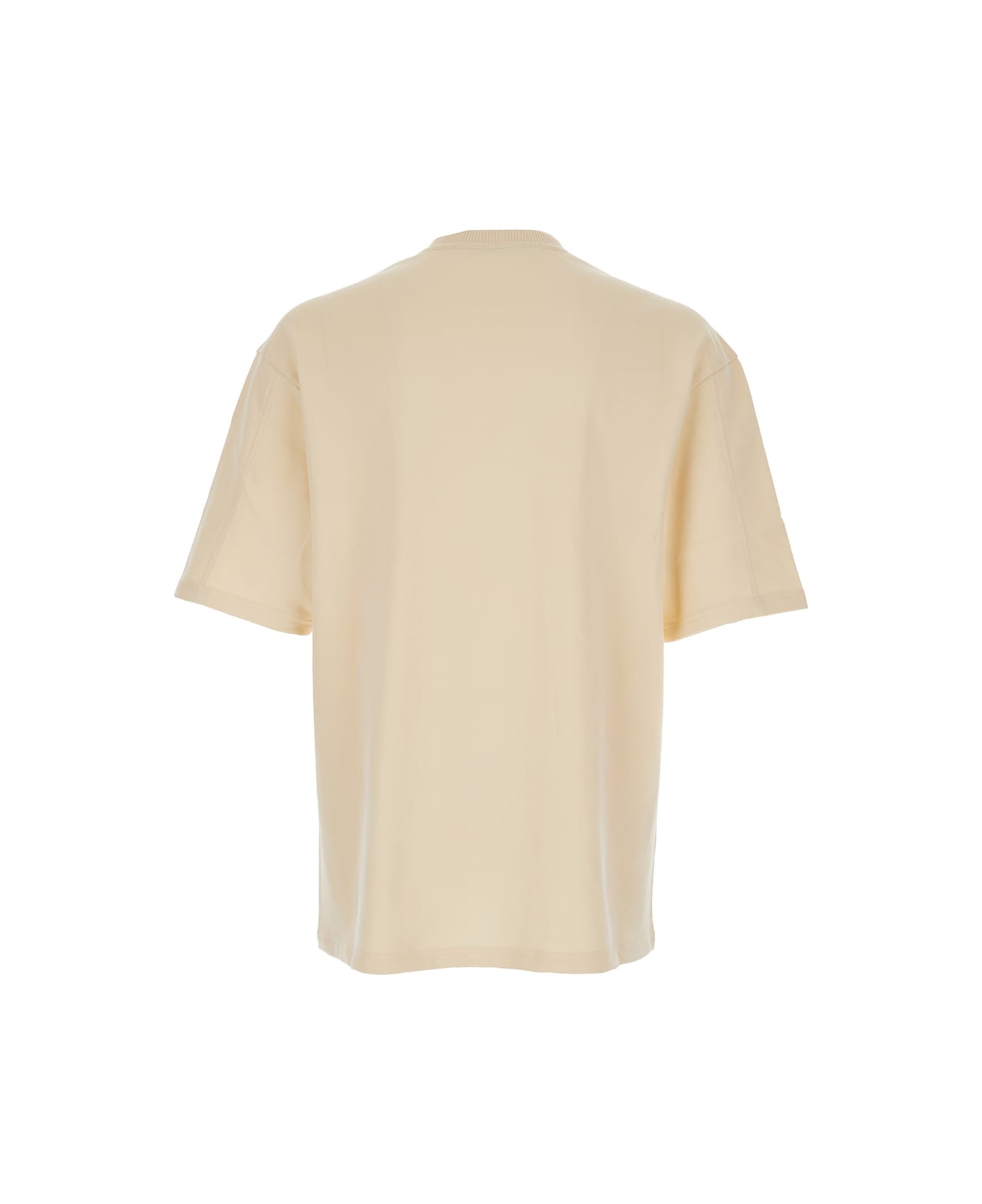 Jacquemus 
le T-shirt Fino
 Beige T-shirt With Logo Lettering On The Front In Cotton Man - Beige
