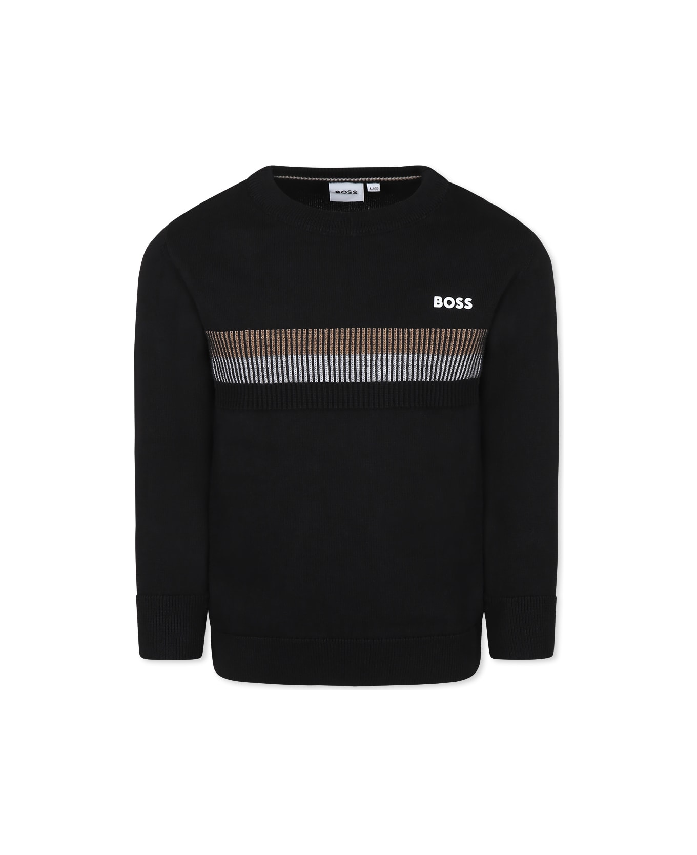 Hugo Boss Black Sweater For Boy With Logo - Black