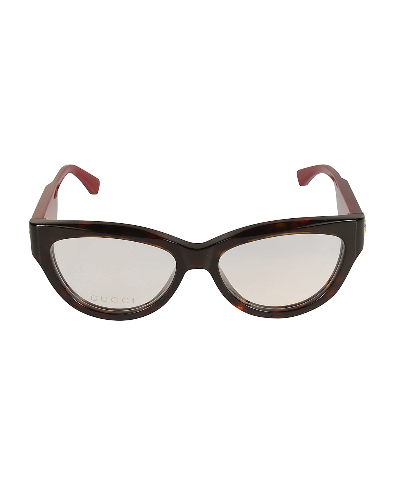 Gucci Eyewear Cat-eye Logo Lens Frame - HAVANA-RED-TRANSPARENT