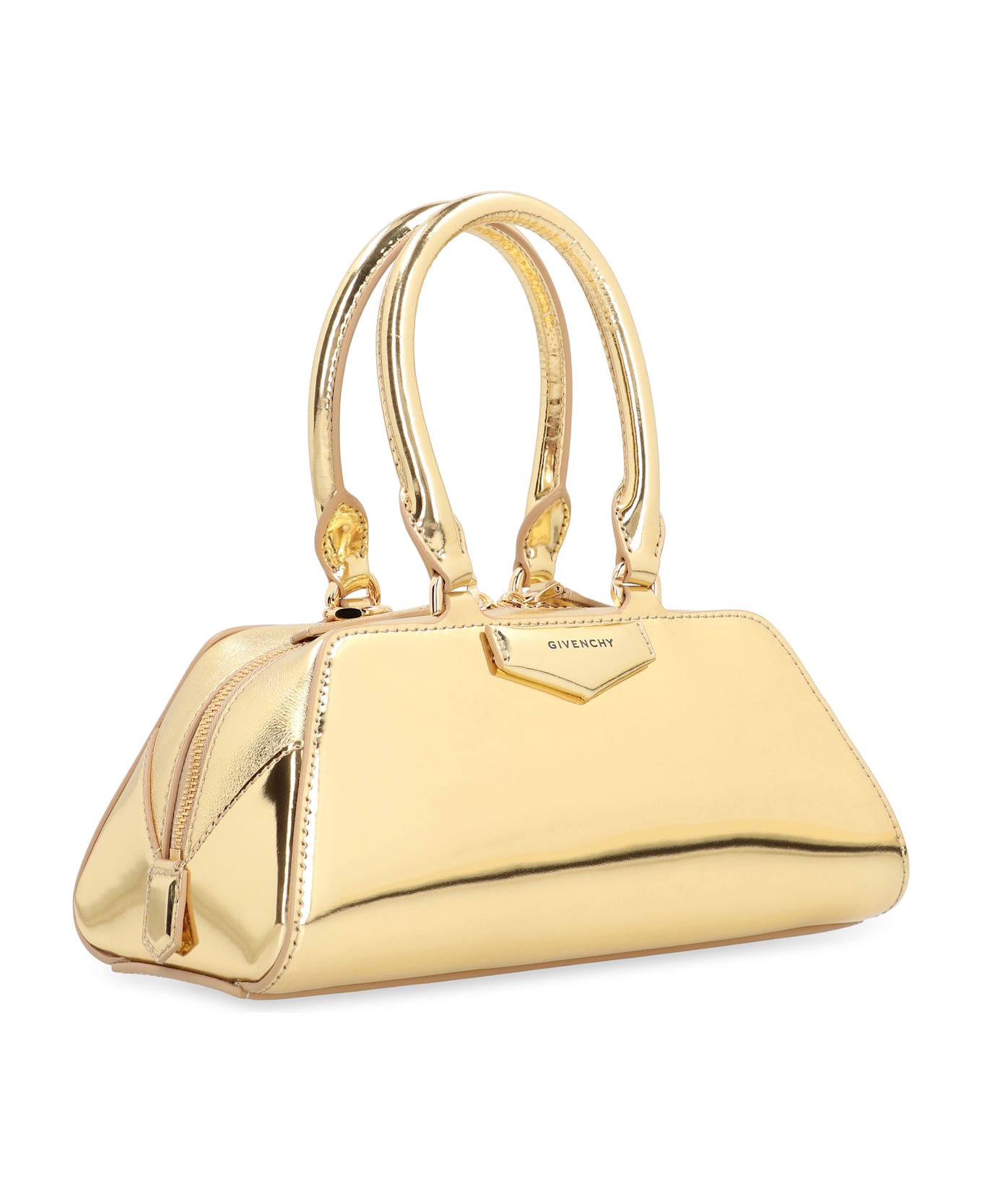 Givenchy Antigona East-west Mini Bag In Laminated Leather - Golden