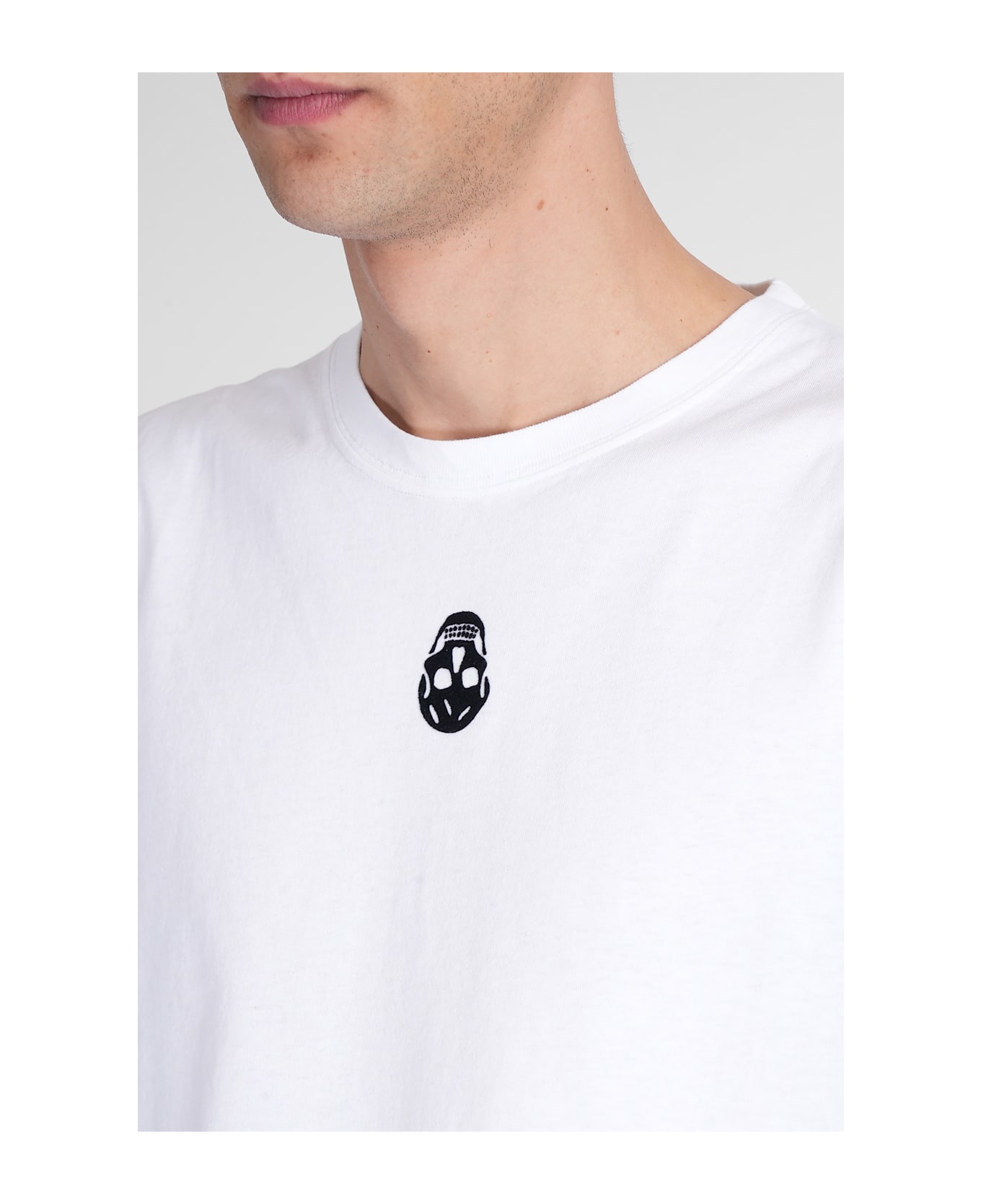 Alexander McQueen T-shirt In White Cotton - WHITE / BLACK