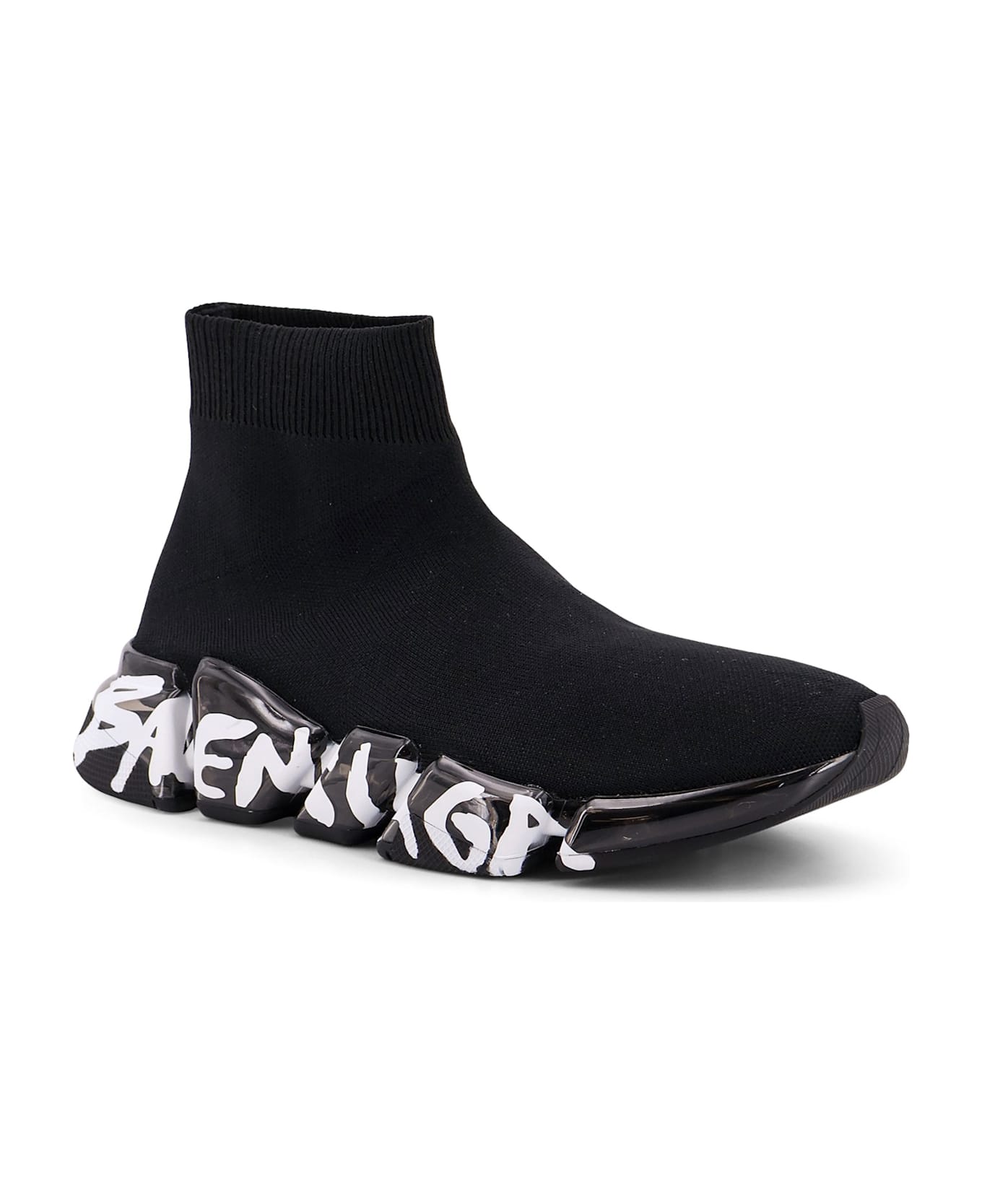Balenciaga Speed 2.0 Graffiti Recycled Knit Sneaker - Black