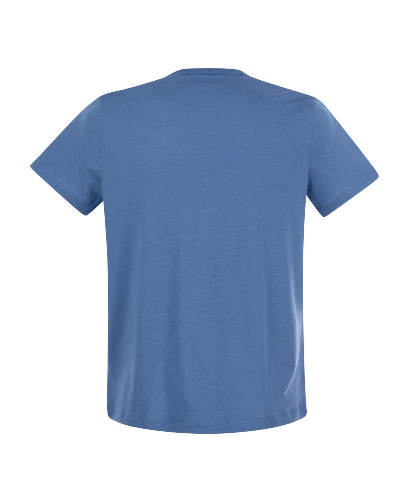 Majestic Filatures Crew-neck T-shirt In Lyocell And Cotton - Light Blue