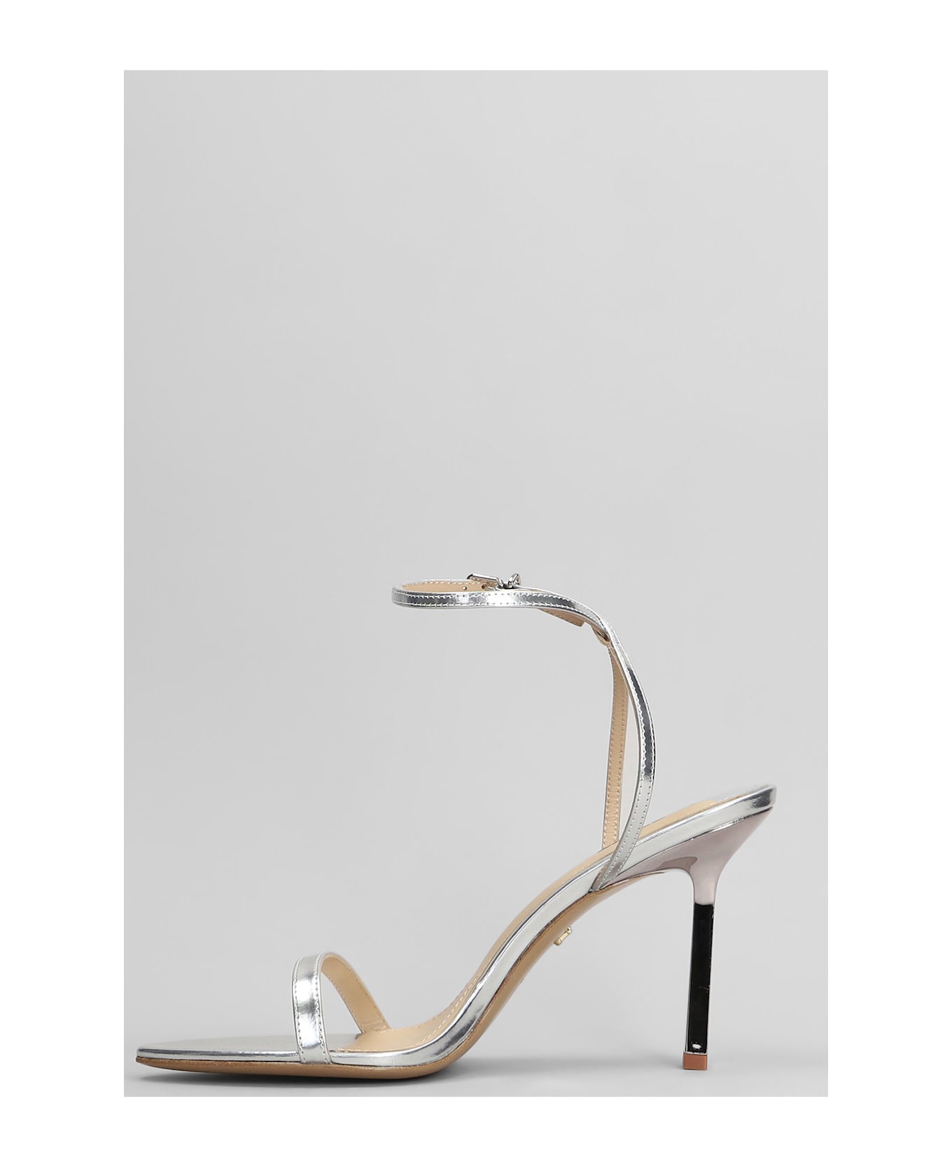 Lola Cruz Summer Heel 95 Sandals In Silver Leather - silver