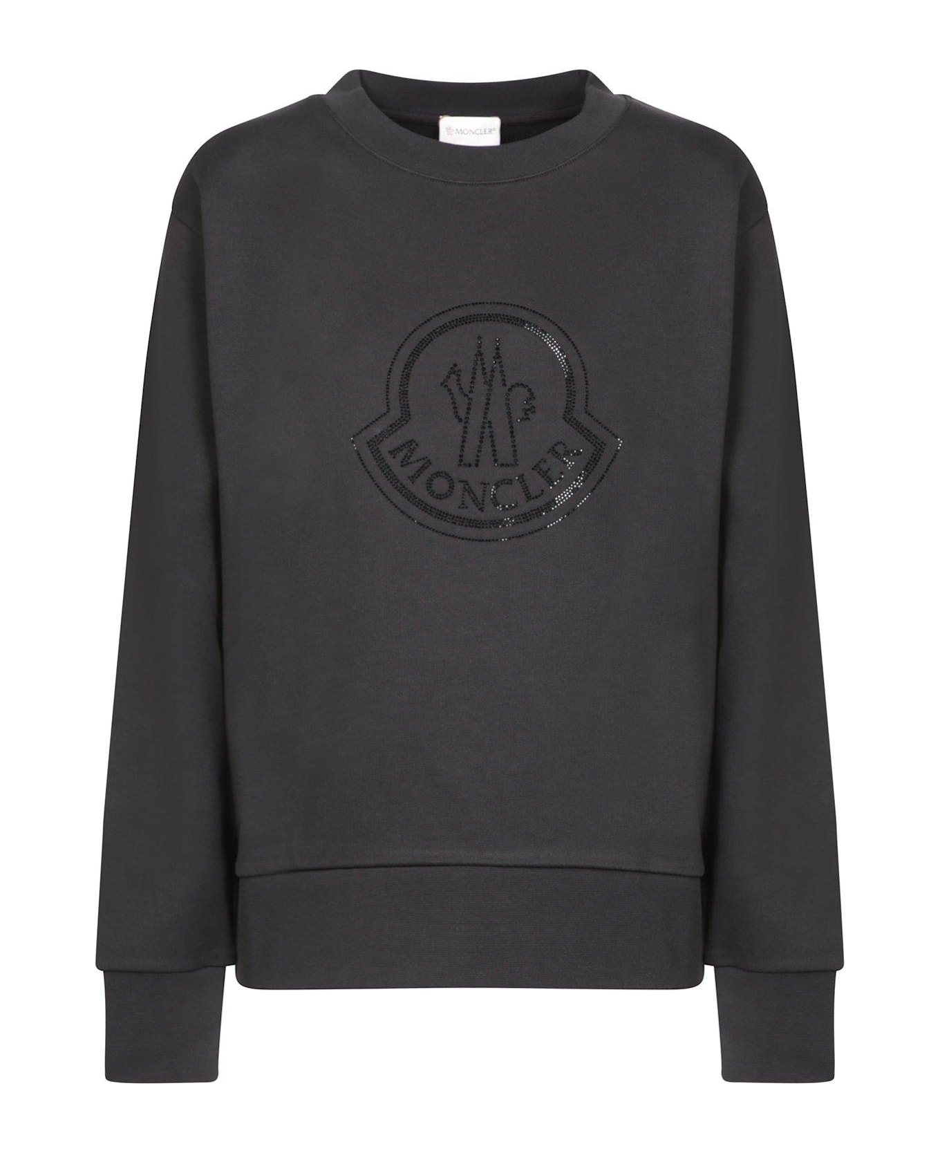 Moncler Logo Embellished Crewneck Sweatshirt - Black