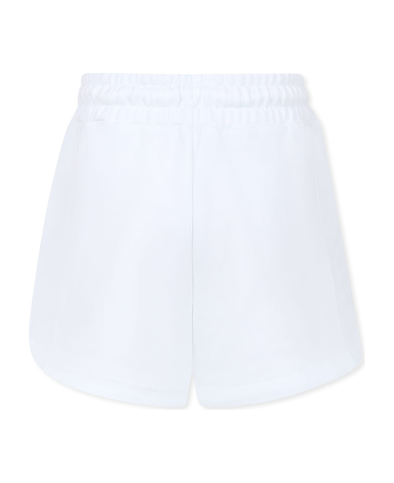 MSGM White Shorts For Girl With Logo - White
