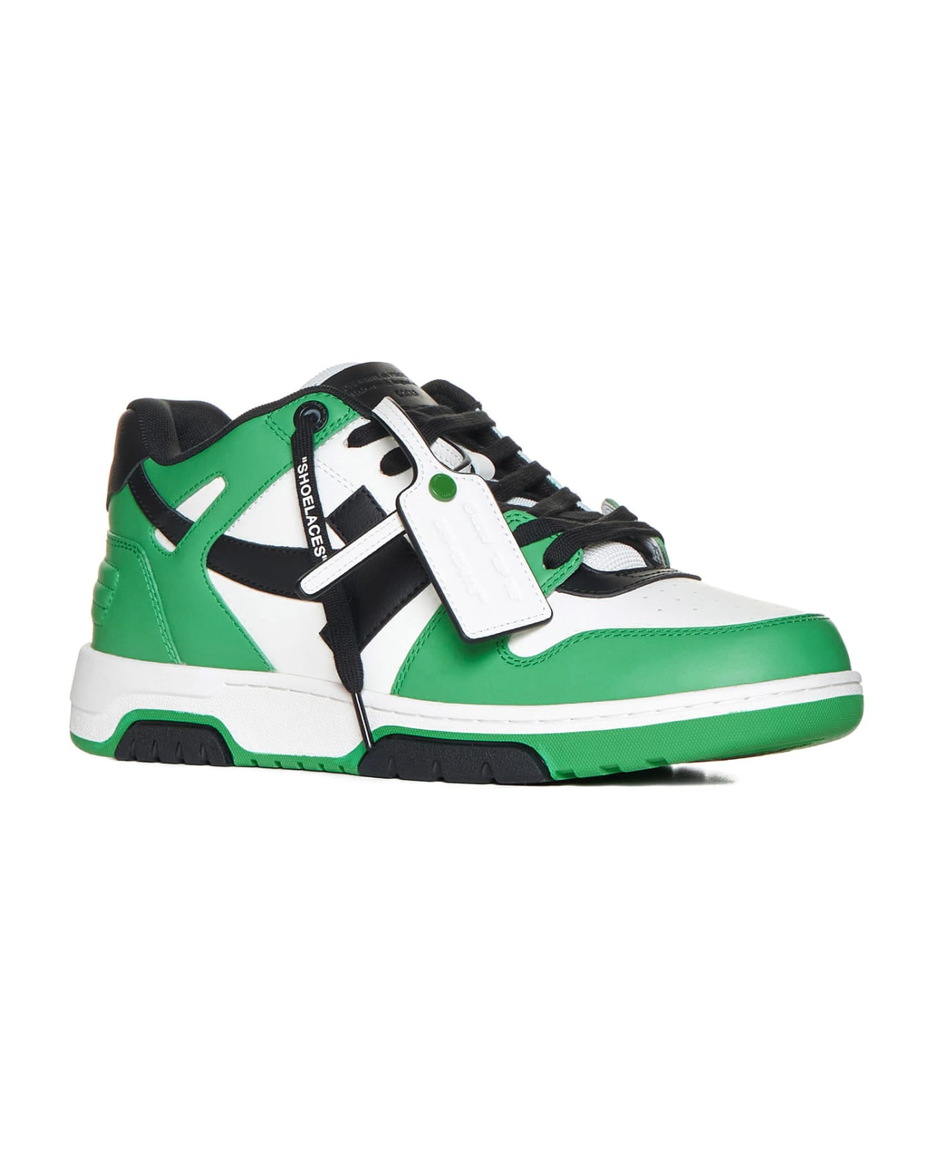 Off-White 'out Of Office' Green Leather Sneakers - Green black