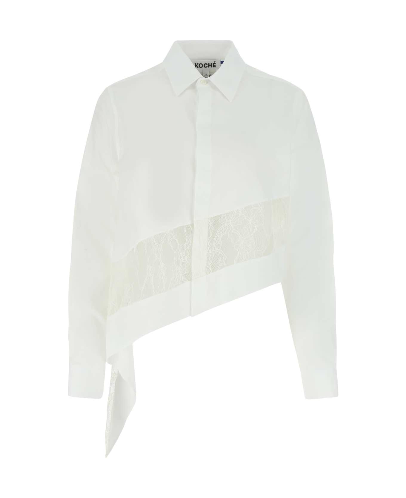 Koché White Cotton And Lace Shirt - 100