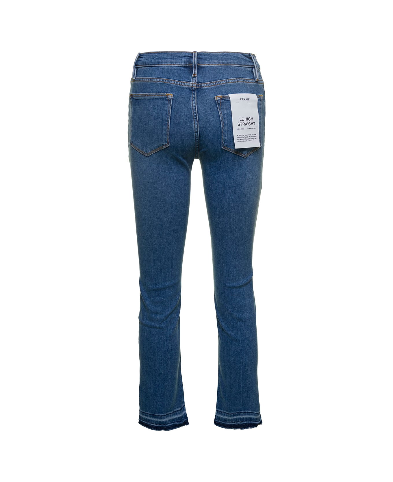 Frame 'le High Straight' Blue Five-pocket Style Jeans In Cotton Blend Denim Woman - BLUE