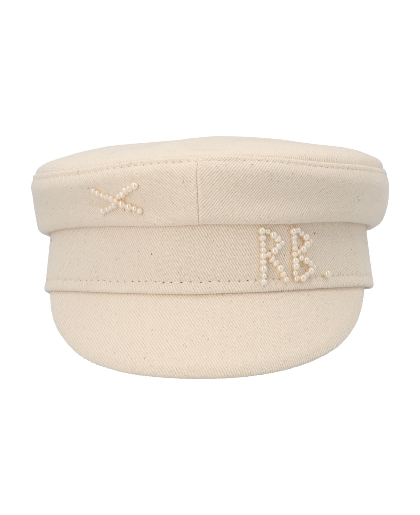 Ruslan Baginskiy Pearl Logo Script Bucket Hat I026217 BLACK WHITE - Beige