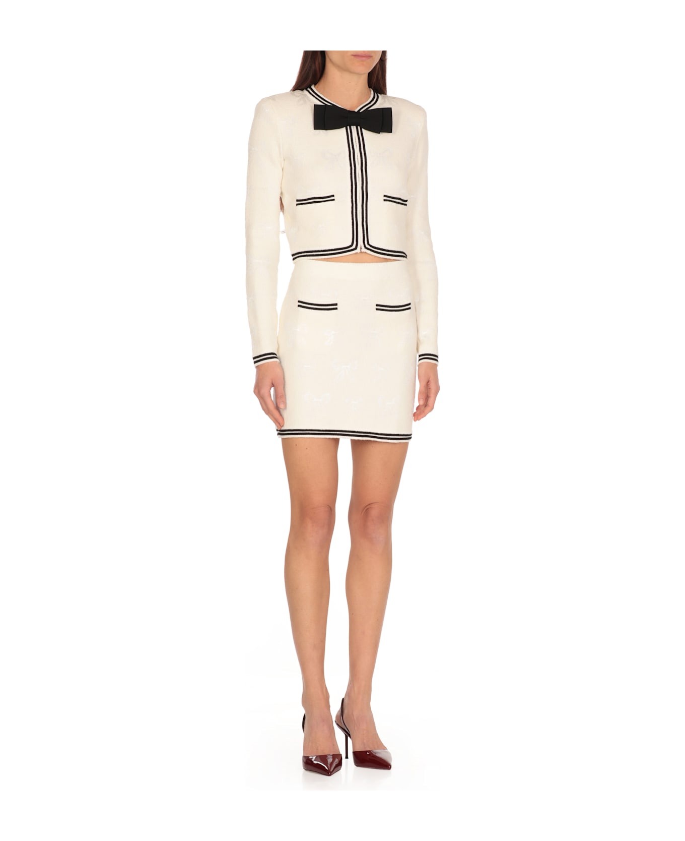 self-portrait Cotton Cardigan - Ivory