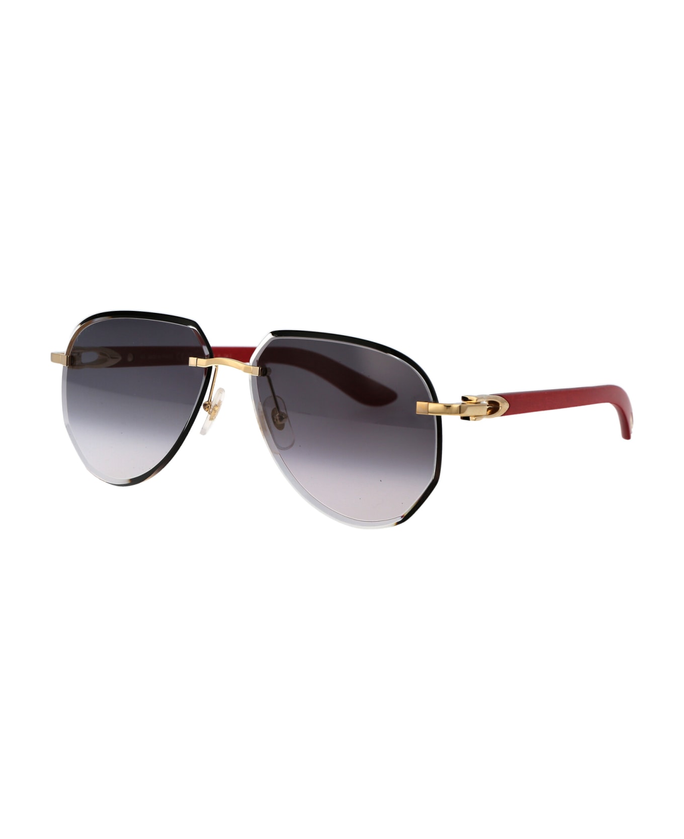 Cartier Eyewear Ct0440s Sunglasses - 003 GOLD RED GREY サングラス