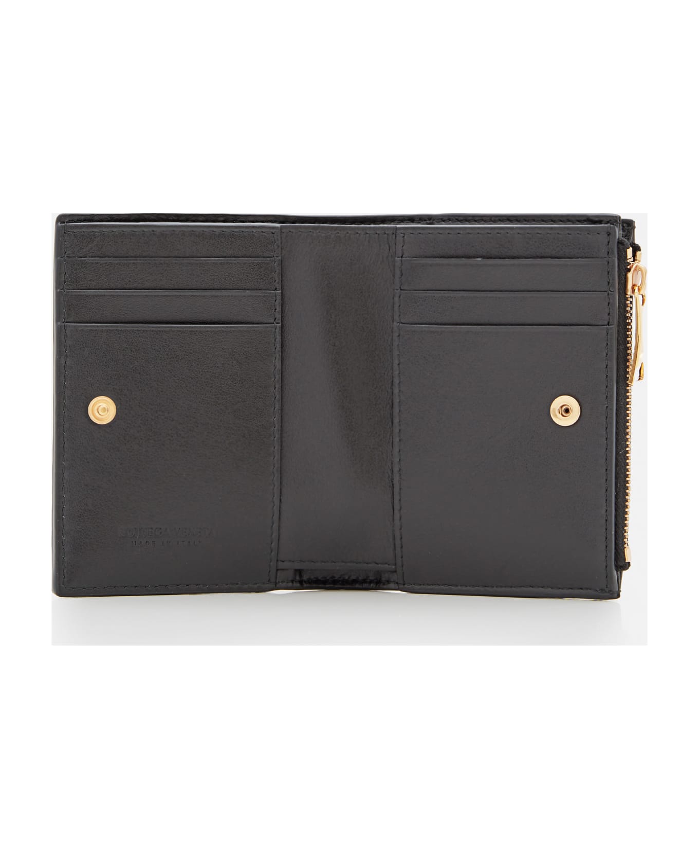 Bottega Veneta Bi-fold Leather Zip Wallet - Black