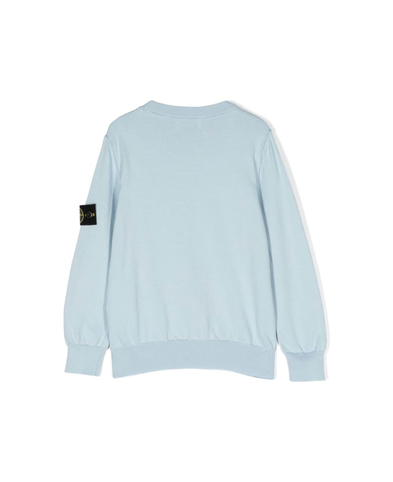 Stone Island Junior Light Blue Crew Neck Sweatshirt In Cotton Boy - Blu ニットウェア＆スウェットシャツ