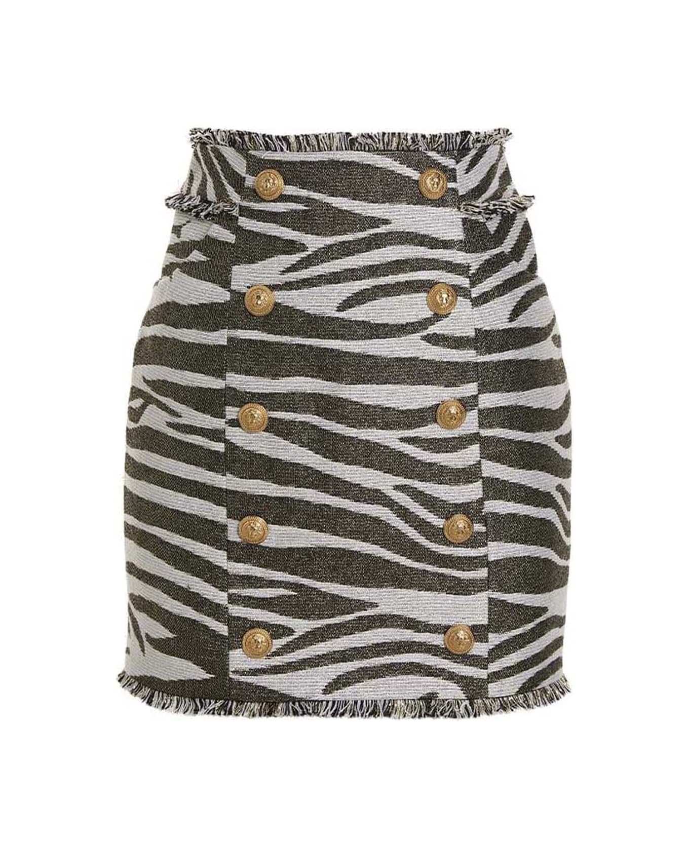 Balmain 'lurex Zebra' Skirt - Gad Blanc Or スカート
