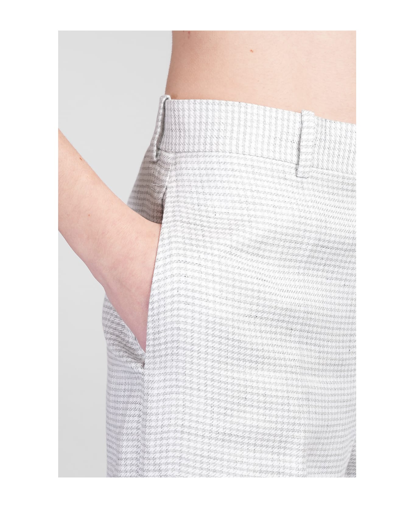 Theory Pants In Grey Linen - grey