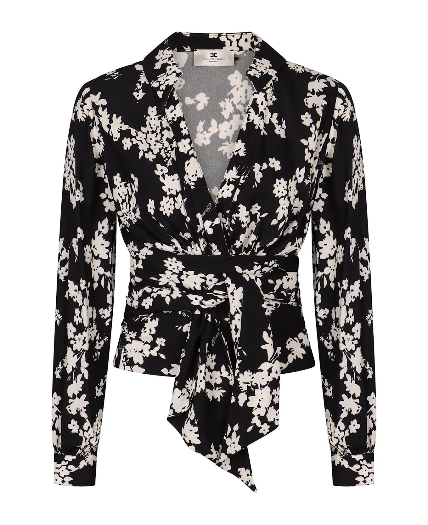 Elisabetta Franchi Printed Georgette Blouse - black