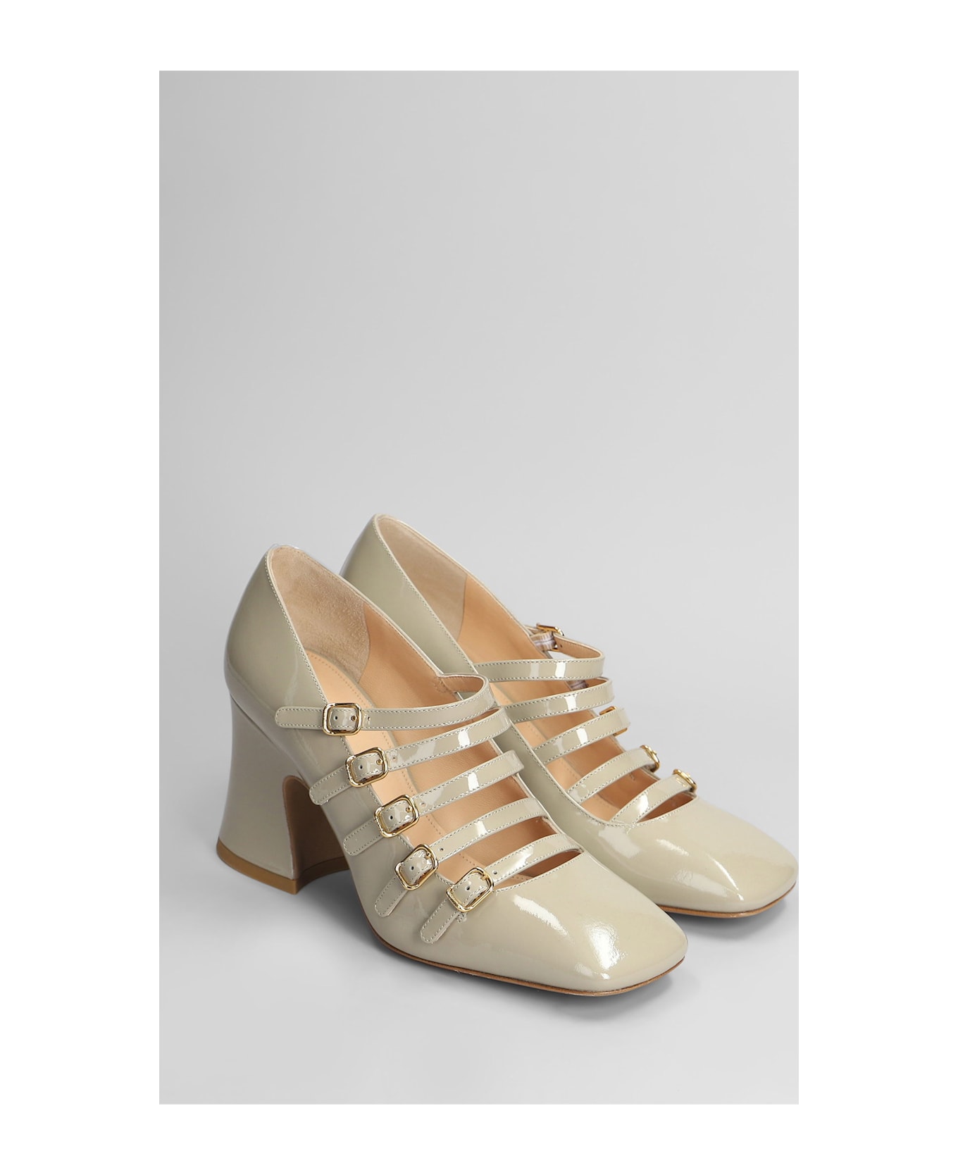 Chloé Janis Pumps In Taupe Patent Leather - taupe