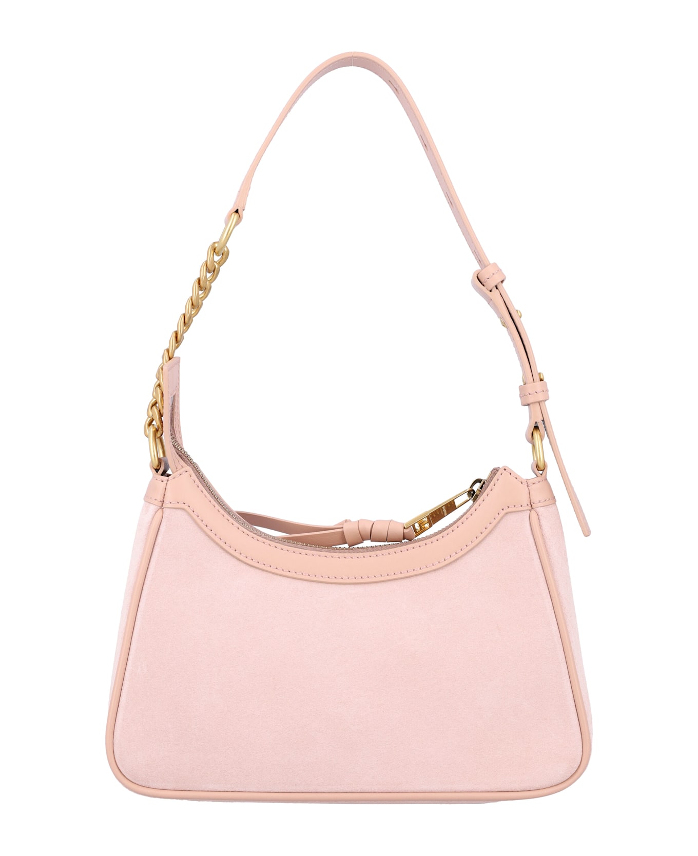 Balmain B-army Shoulder Bag-suede Leather&logo - NUDE ROSÉ