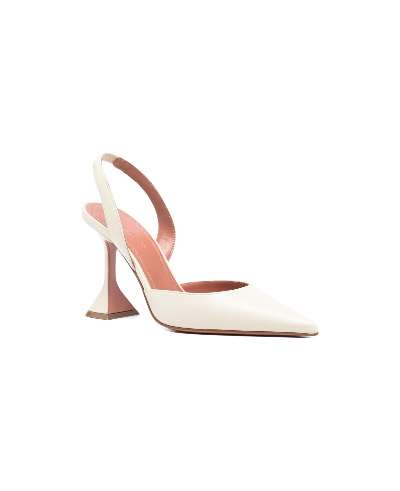 Amina Muaddi Holli Leather Slingback Pumps - Beige