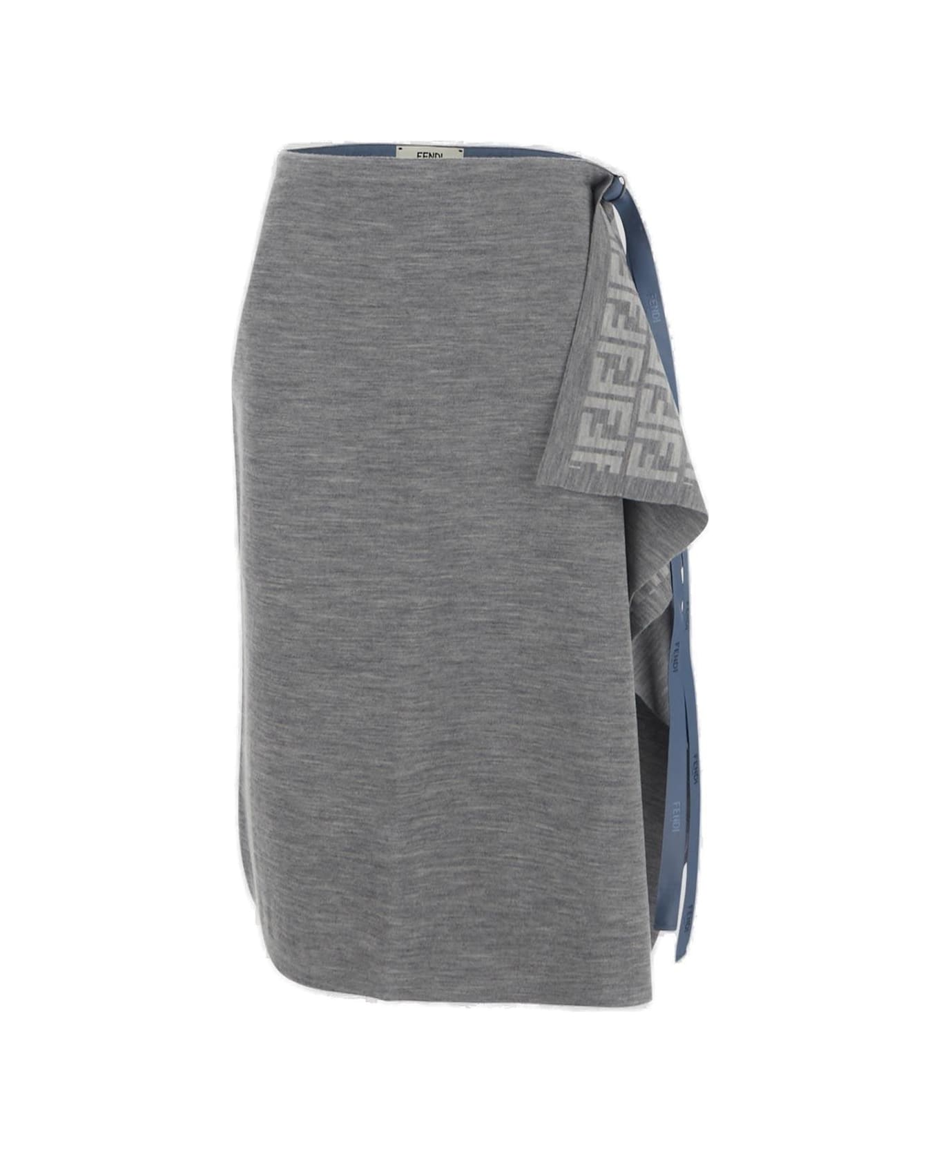 Fendi Asymmetrical Hem Midi Skirt - Grigio