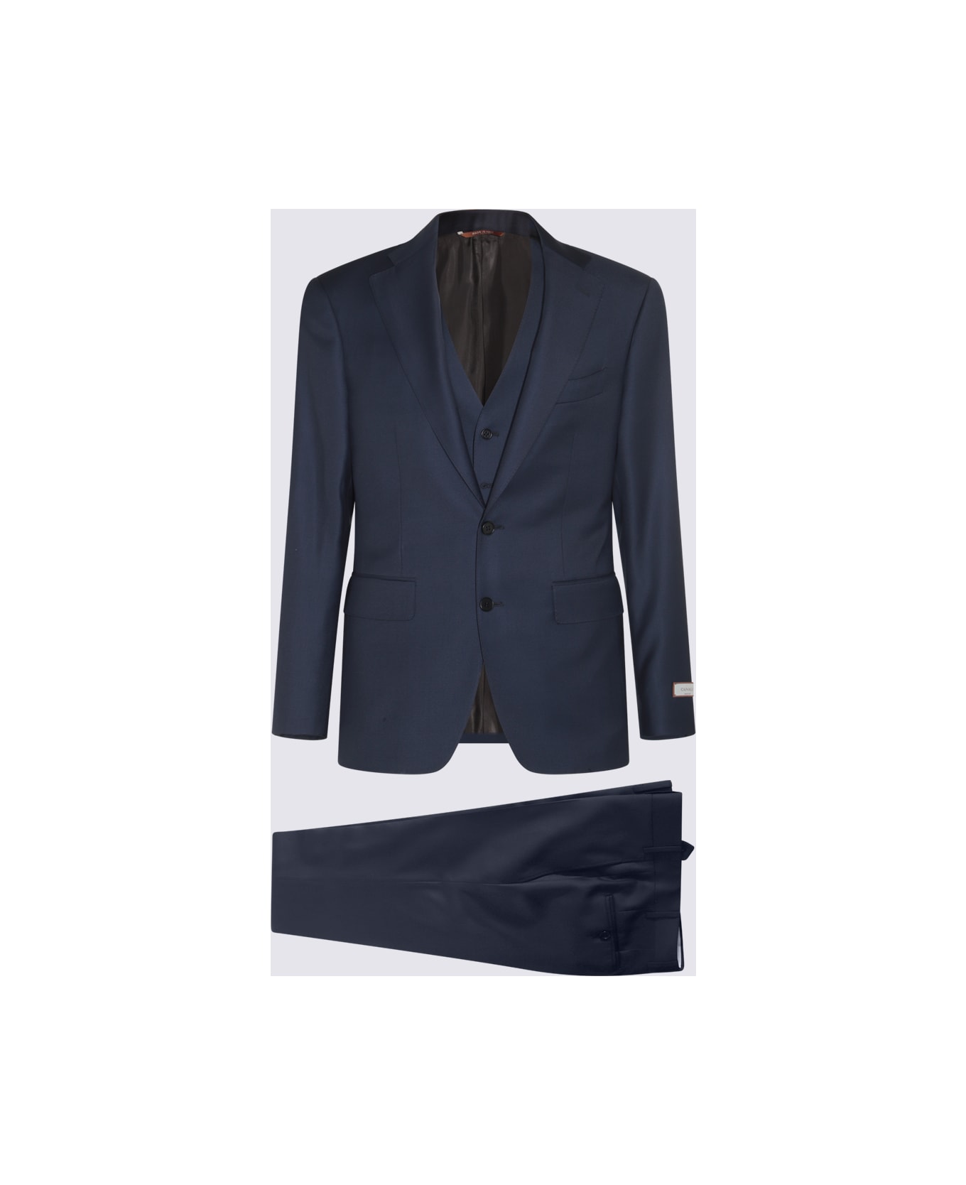 Canali Dark Navy Wool Suits - Blue