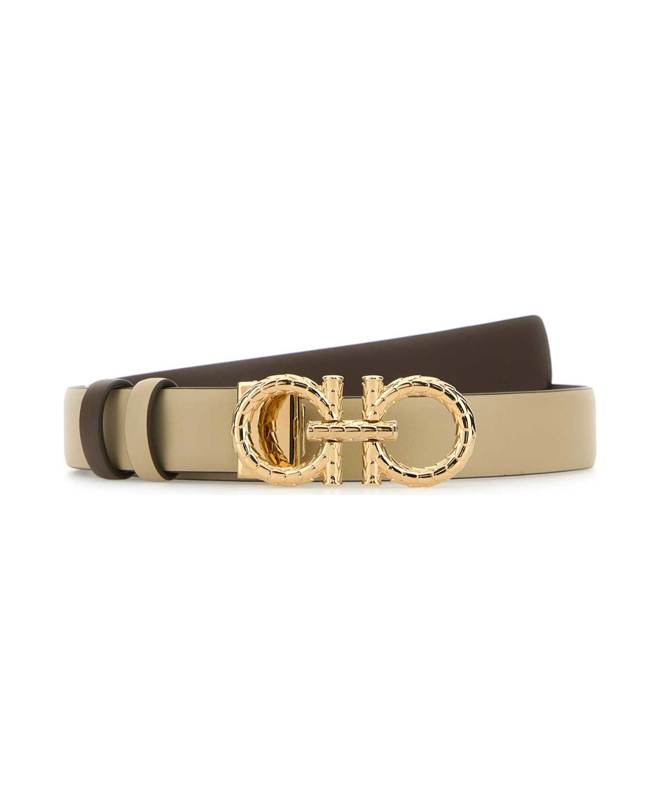 Ferragamo Sand Leather Reversible Belt - STONECLAY