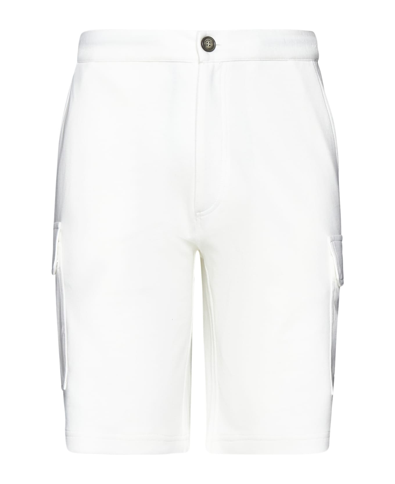 Brunello Cucinelli Bermuda Trousers In Light Cotton Fleece - Off White